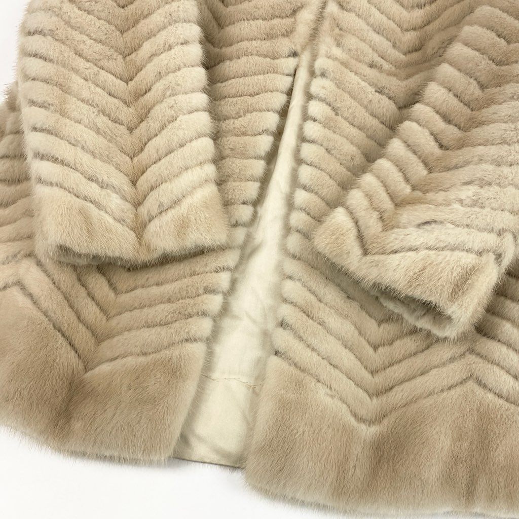 10L15 パールミンク ファーコート サイズ11号 ホワイト 本毛皮 PEARL MINK FUR ポケット有t18r
