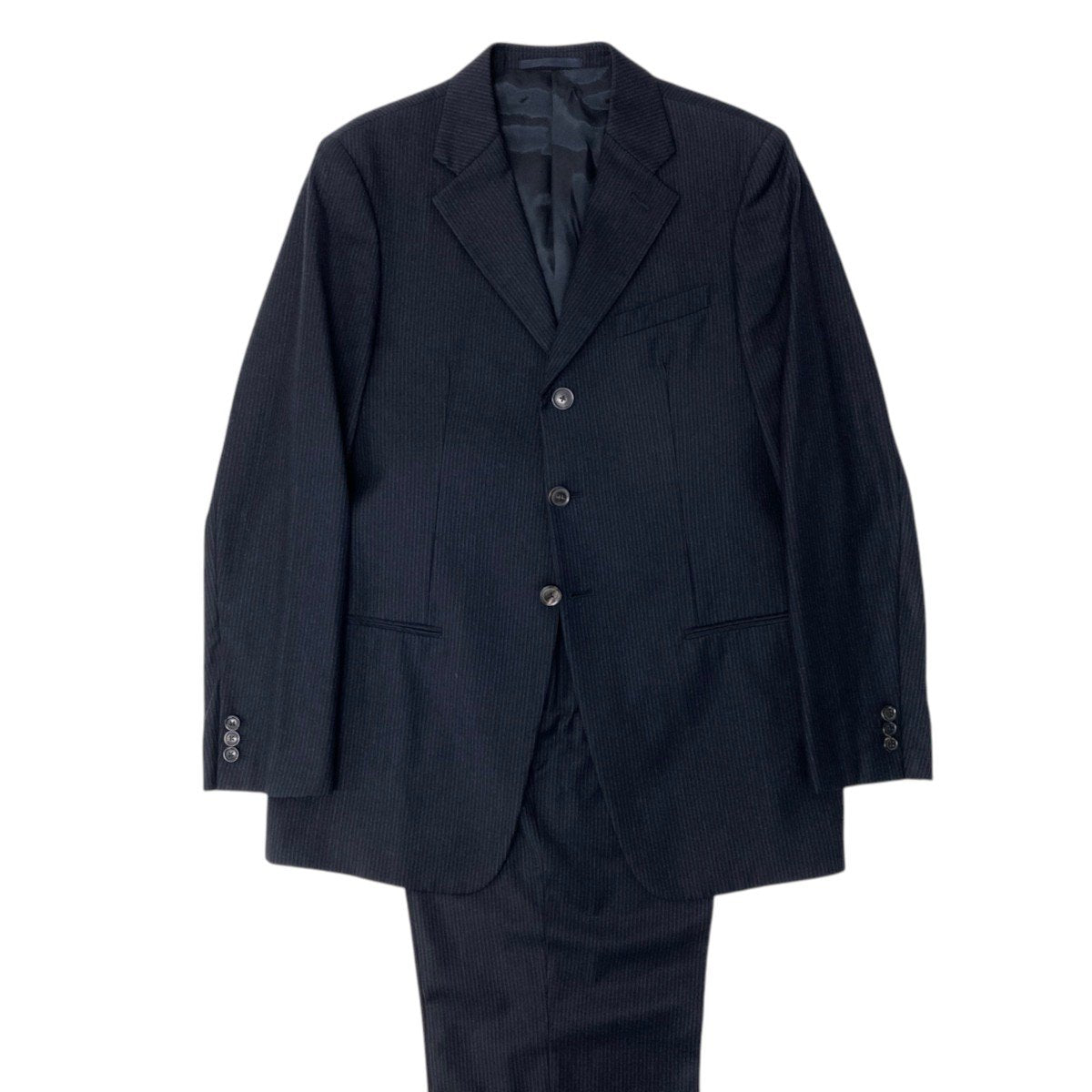 46h19 ARMANI COLLEZIONI アルマーニコレツィオーネ セットアップスーツ ストライプ フォーマル ウール イタリア製 パンツスーツ 2B83EM 50 ネイビー メンズ 男性用o07t