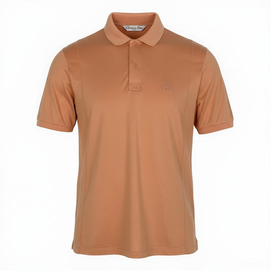Ec27 Christian Dior クリスチャンディオール 半袖ポロシャツ ブランドロゴ刺繍 コットンシャツ トップスカットソー Mサイズ オレンジベージュ コットン100％ レディース 女性用u02t