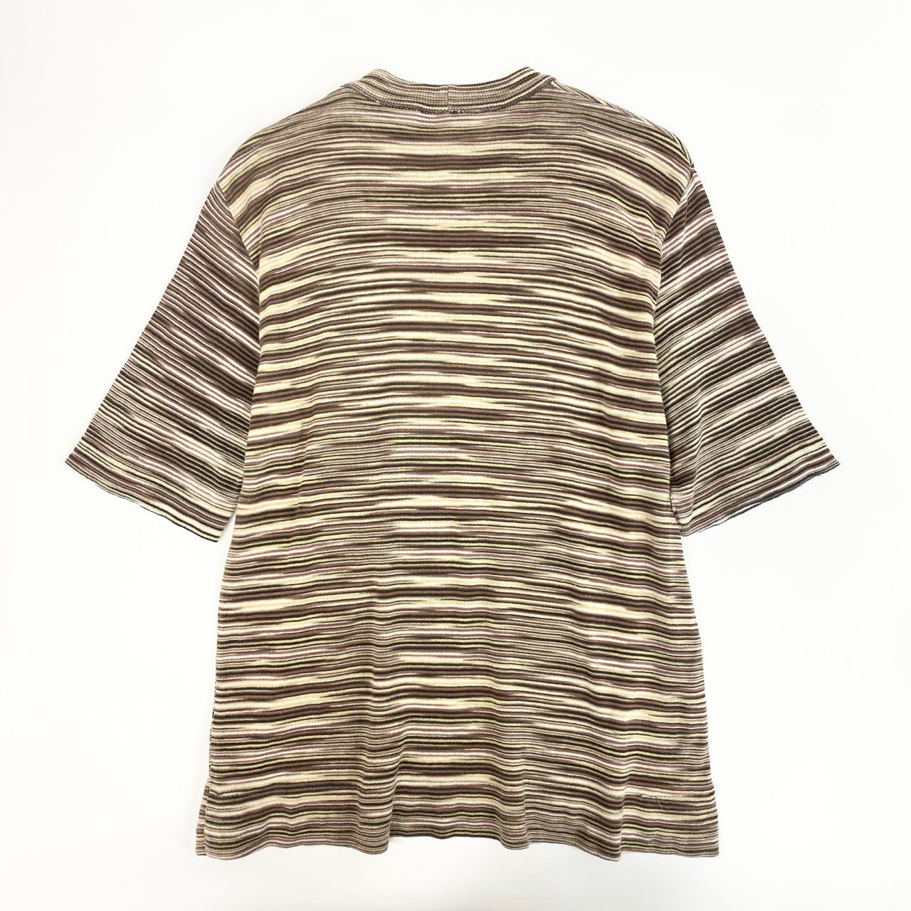 8j10 MISSONI ミッソーニ 半袖ニット ニットセーター トップス ボーダー イタリア製 マルチカラー メンズu02t