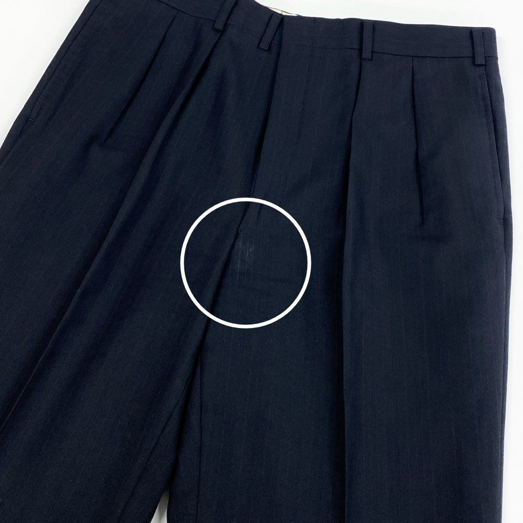 62l24 Burberry's バーバリーズ スーツセットアップ テーラードジャケット スラックス カシミヤ混 ストライプ BB5サイズ ネイビー メンズo07t