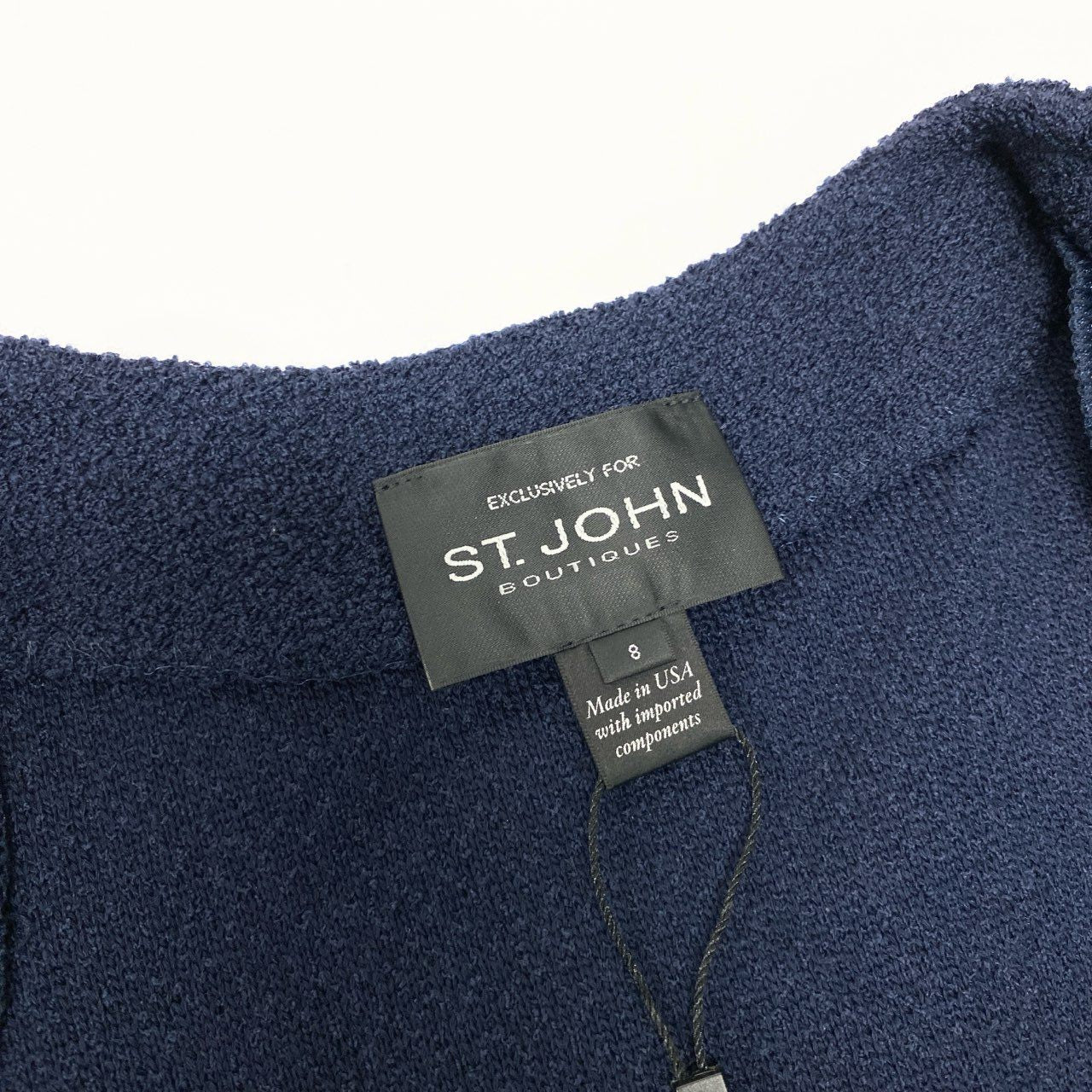 16a16【新品】ST.JOHN セントジョン スプリング ツイードジャケット 短丈ショートジャケット サイズ8 ネイビー レディース 女性用k02i