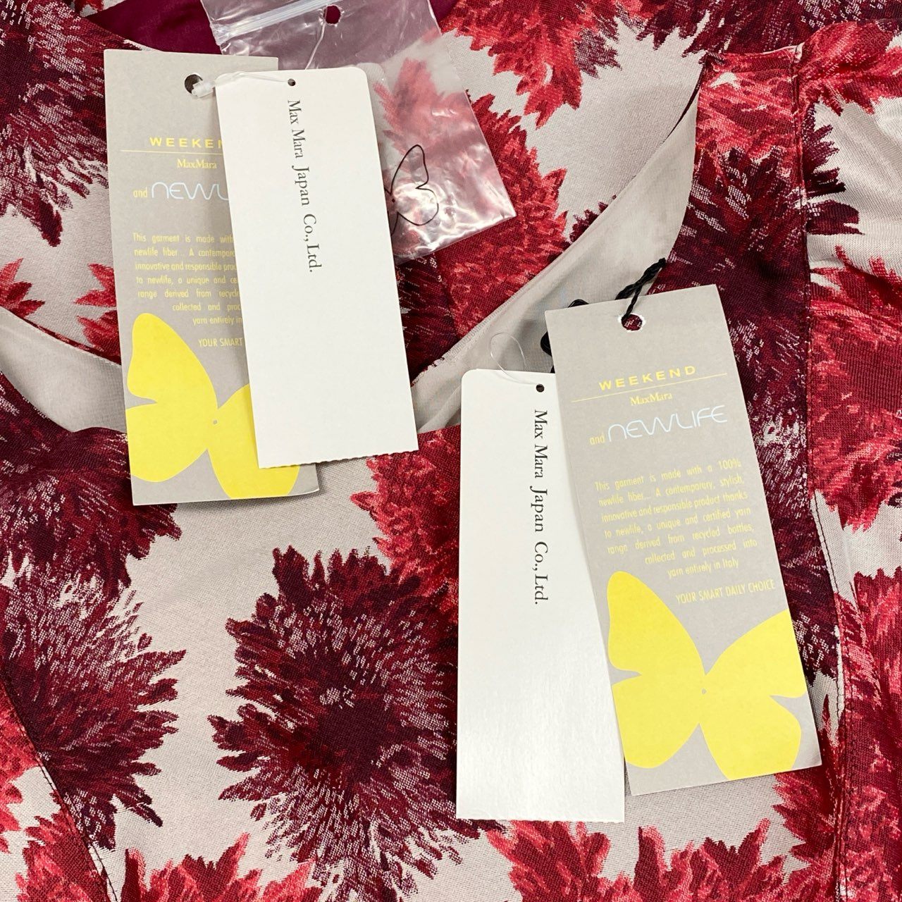 65a14 【未使用】 WEEKEND Max Mara ウィークエンド マックスマーラ ノースリーブワンピース ノーカラーコート 花柄  レディース 女性用 大きいサイズ 40/42 ホワイト レッド系u02t