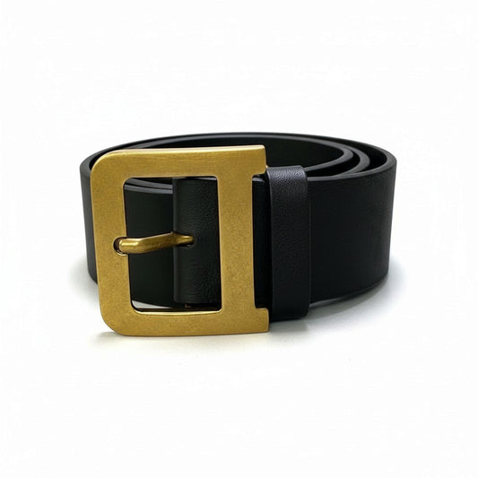 j15 《新品同様》 Christian Dior クリスチャンディオール Dバックル ディオールクエイク レザーベルト 90 ブラック レザーu02t