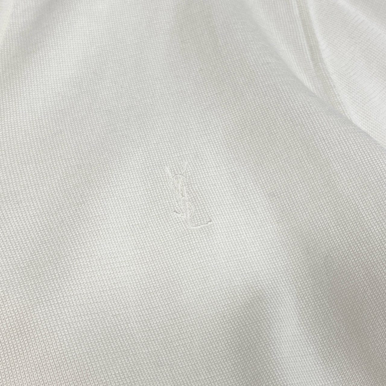 Id10 YVES SAINT LAURENT イヴサンローラン YSLロゴ Vネック ニットカーディガン トップス M ホワイト コットンu02t