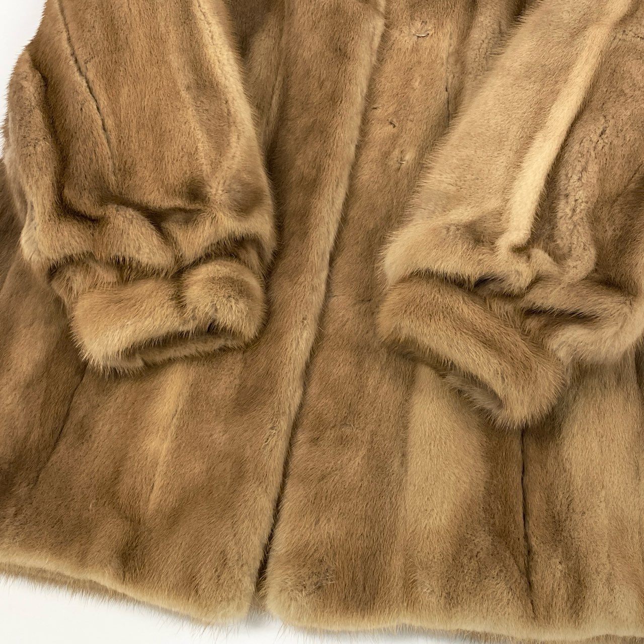 84a21 パステルミンク ミンクコート ハーフコート レディース 女性用 サイズ13 ライトブラウン系 ミンクファー 本毛皮u02t