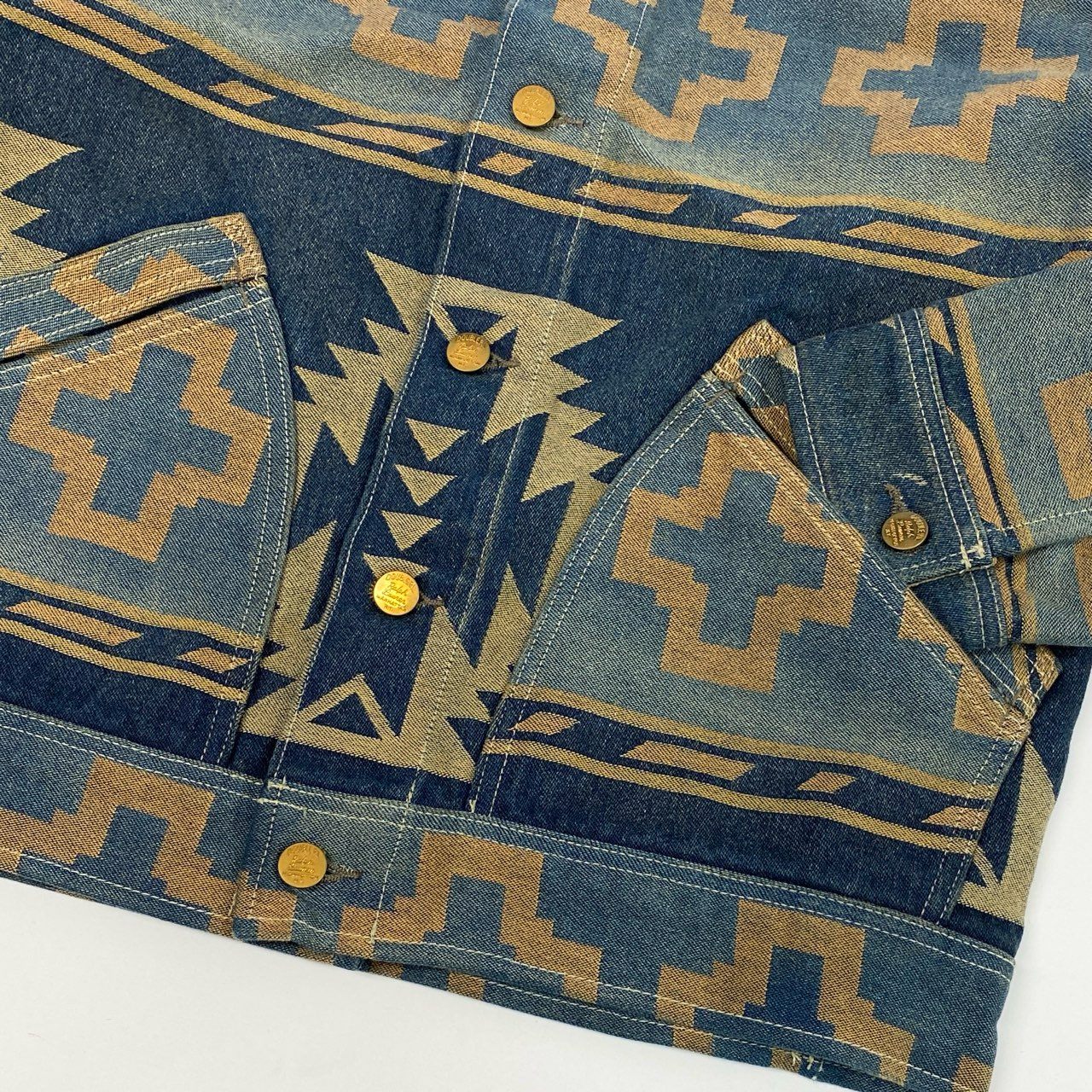 54L5 RRL ダブルアールエル ラルフローレン Valero Jacquard Trucker ネイティブ ジャガード ジャケット サイズL インディゴ メンズ 男性用 アウターk02i