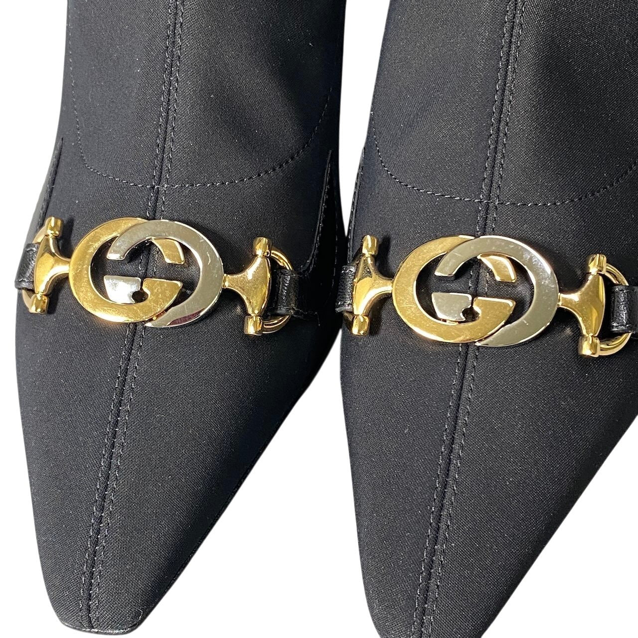 g14【新品保管品】GUCCI インターロッキング GG ブーツ イタリア製 37 1/2サイズ ブラック ゴールド レディース 女性用k02i