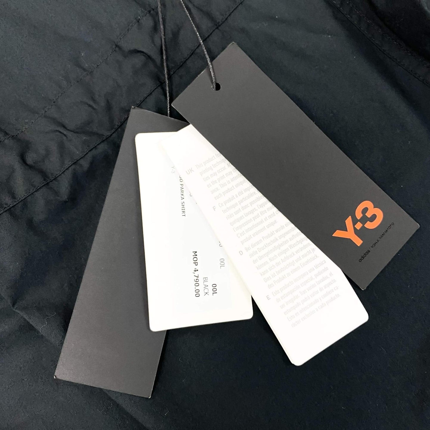 7L22  Y-3 ワイスリー Mod Parka Shirt オーバーサイズフーディージャケット背面 ロゴ刺繍 Lサイズ ブラック コットン100％ メンズu02t