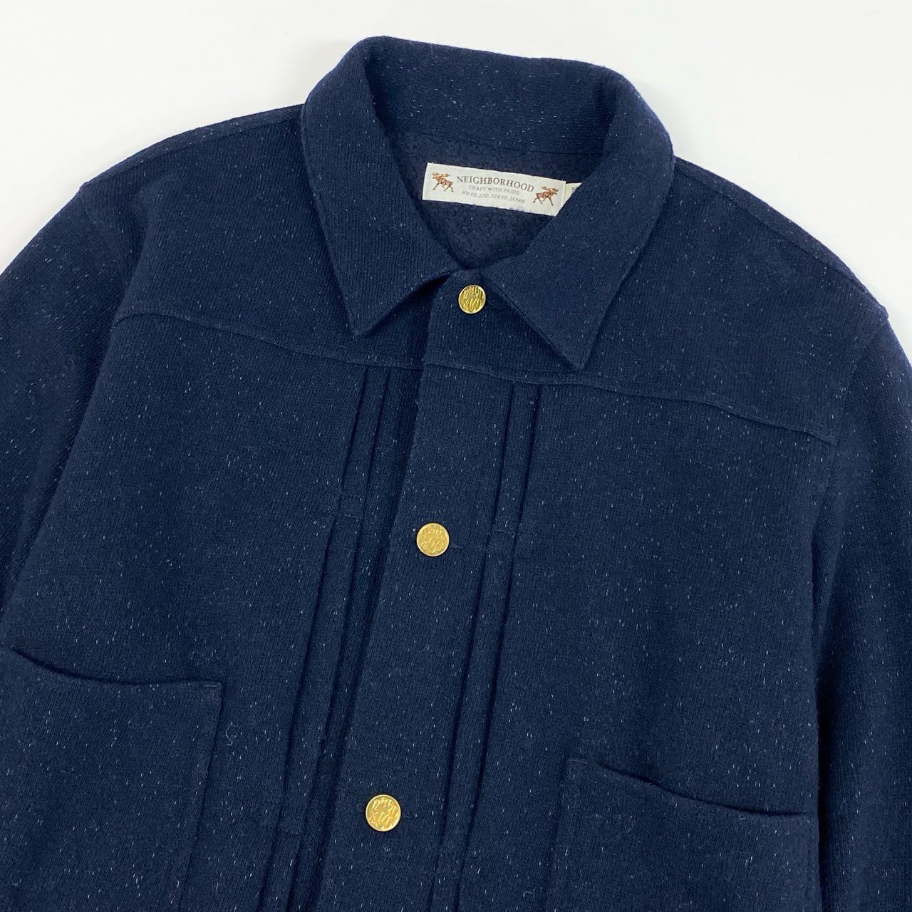 2j27 《美品》NEIGHBORHOOD ネイバーフッド ウールナイロン ジャケット ブルゾン 裏起毛 STOCKMAN-W / WN-JKT XLサイズ ネイビー メンズu02t