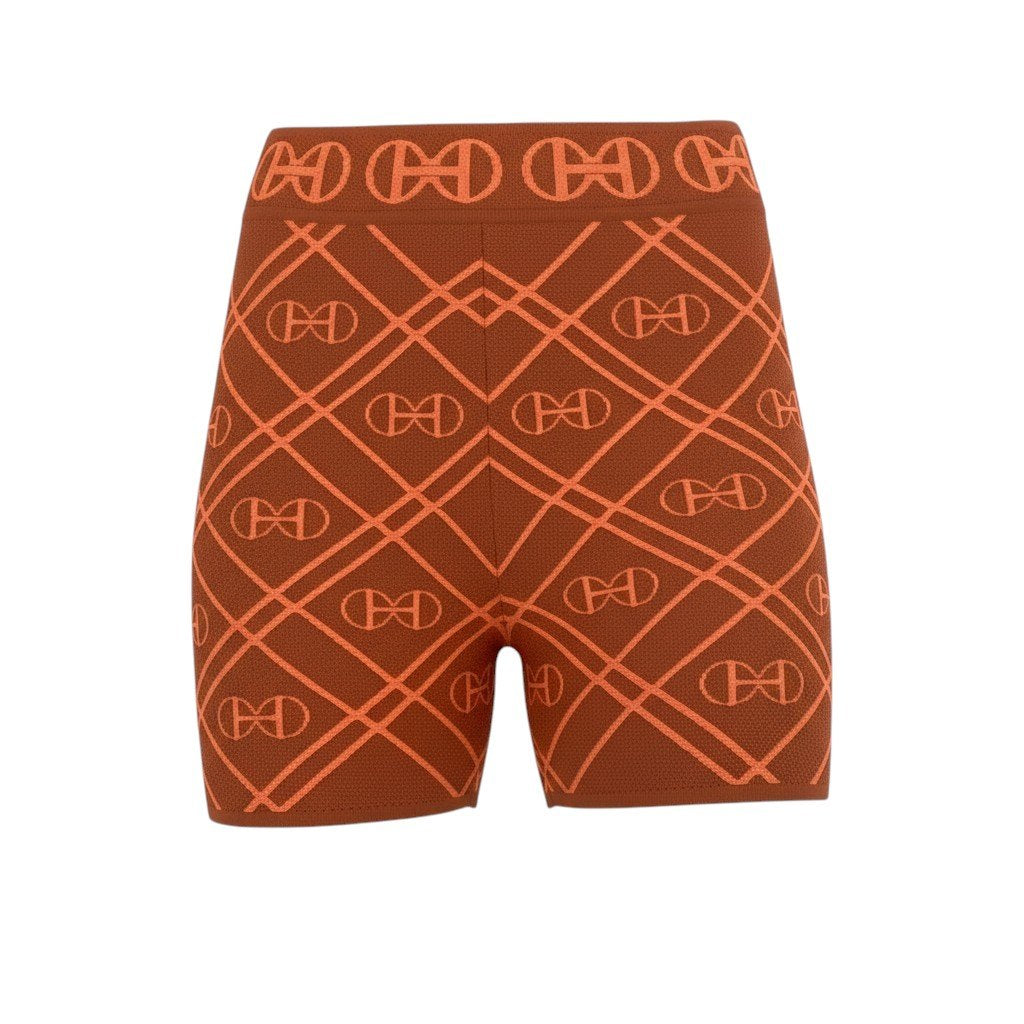 Ij9 【未使用タグ付】 HERMES エルメス H Rond bike shorts ニットショーツ 2E2404DG サイズ34 オレンジ レディースu02t