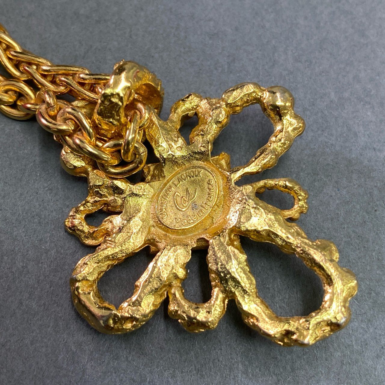 f9③ CHRISTIAN LACROIX クリスチャンラクロワ クロスモチーフ 5チェーン切替 ネックレス 大振り ゴールド レディース コスチームジュエリー