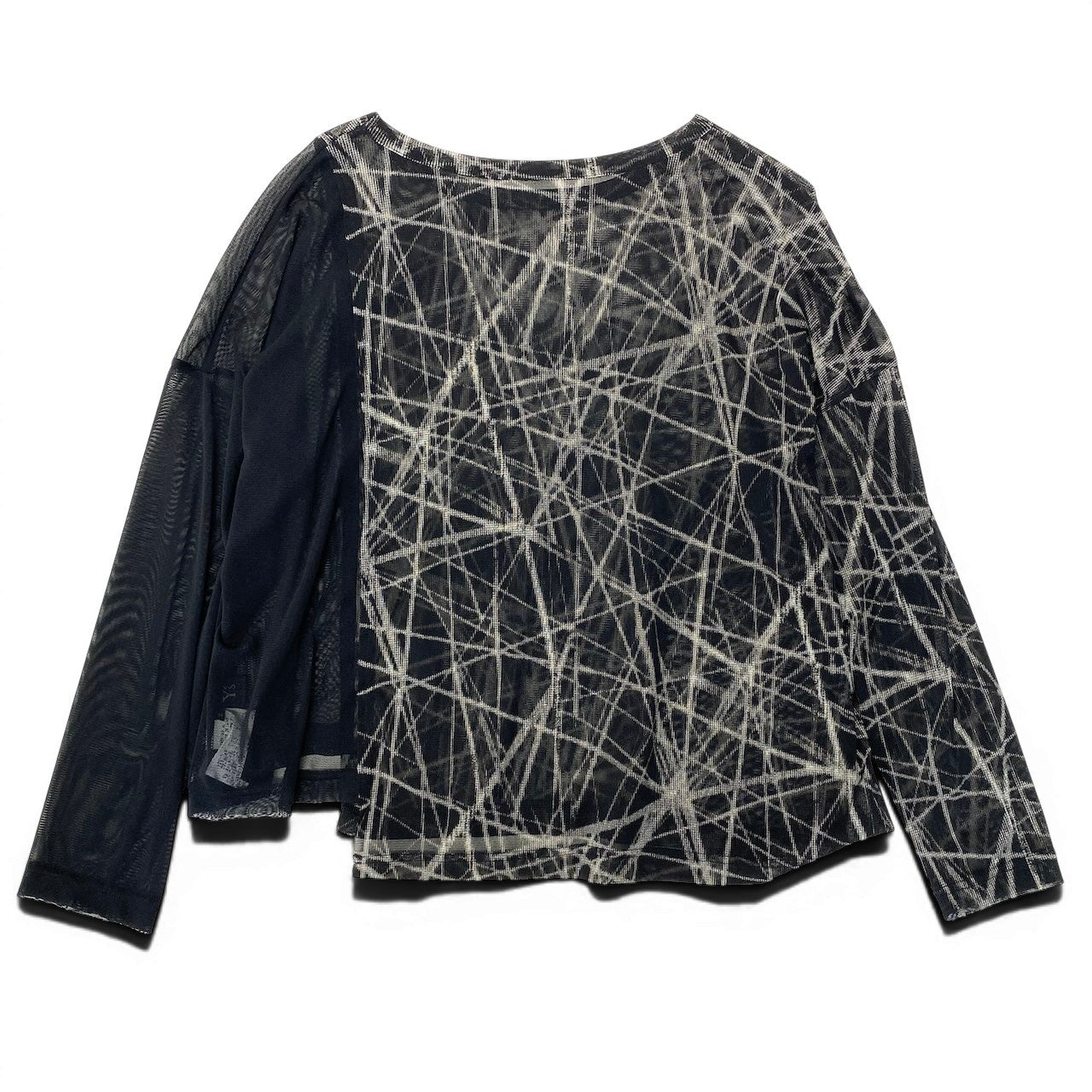 Ae26 【美品】 Y's ワイズ YOHJI YAMAMOTO ヨウジヤマモト アシンメトリー シアーメッシュ カットソー YN-T01-959 サイズ2 ブラック ポリエステル100％ レディース 女性服u02t