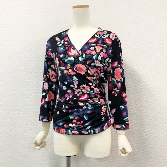 85i12 LEONARD PARIS レオナール インポートライン カシュクール カットソー ブラウス トップス 美しいプリント マルチカラー レディースu02t