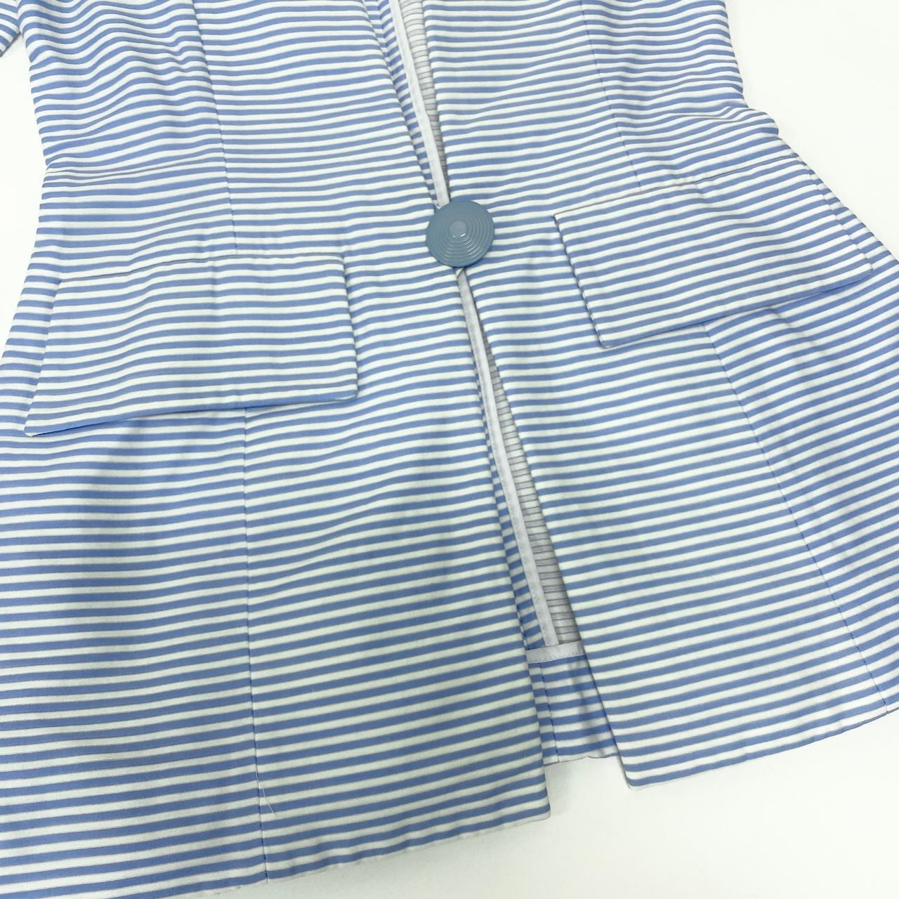 83c27 Miss Dior ミスディオール スカートセットアップ 半袖ジャケット タイトスカート ボーダー Mサイズ ブルー ホワイト コットン100％ レディース 女性用o07t