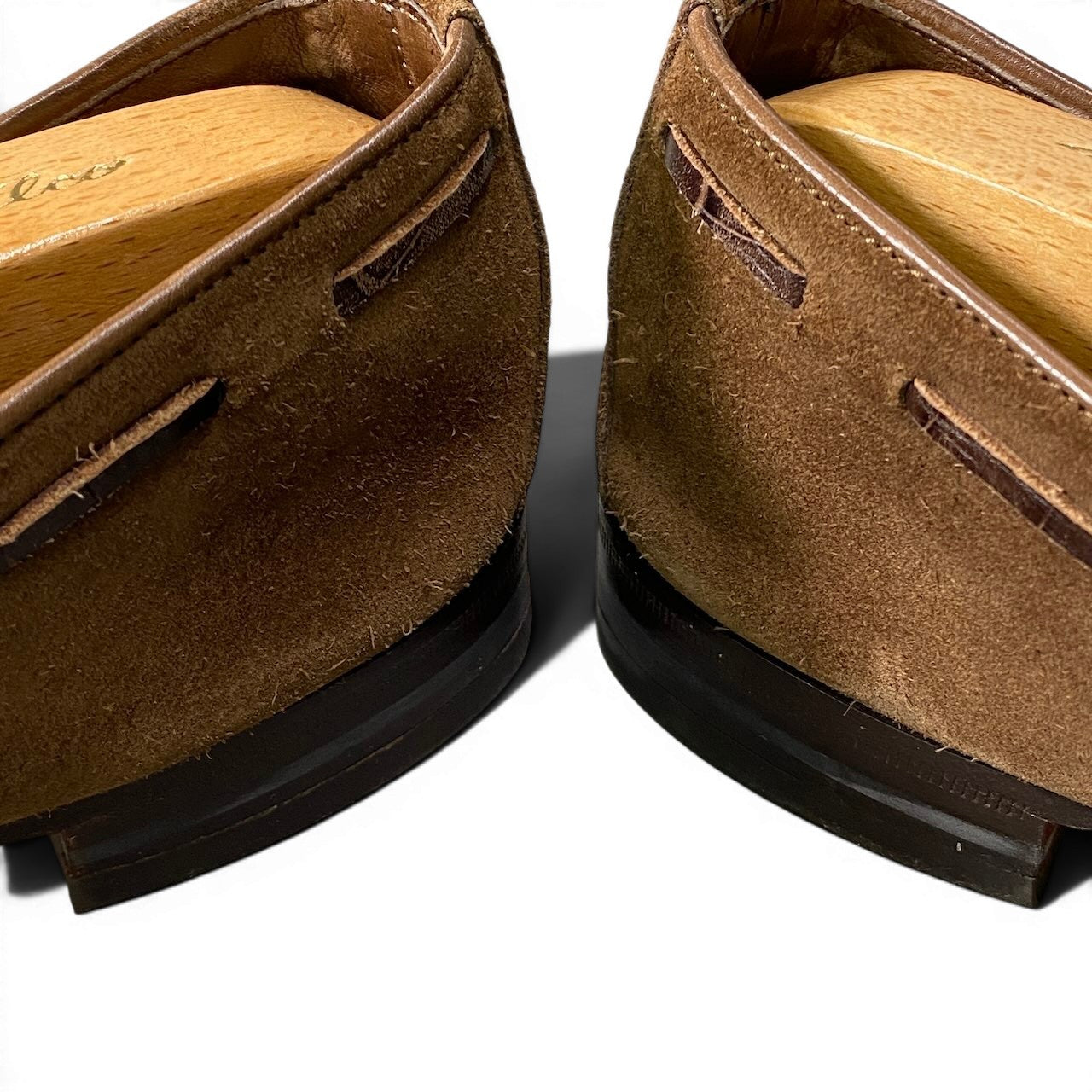 1f10 Santoni サントーニ リボンローファー スウェードレザーシューズ サイズ8 ブラウン メンズ 紳士靴u02t