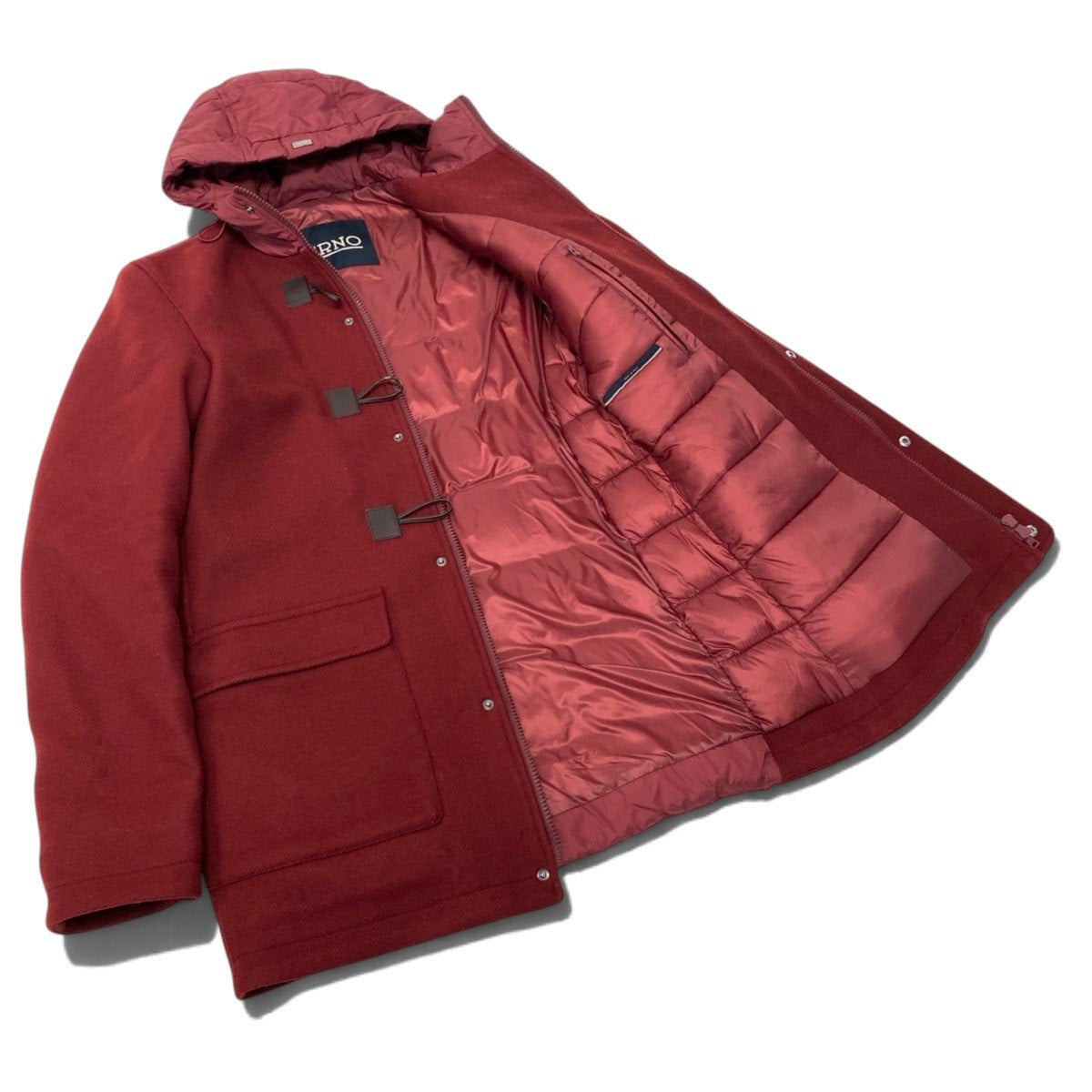 93j21 HERNO ヘルノ ダッフルコート 異素材切替 アウター 46サイズ バーガンディー メンズ 男性用u02t