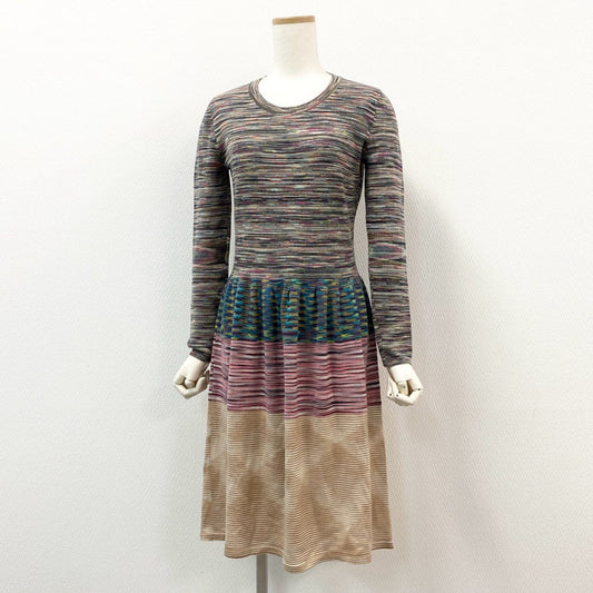 75f24 《美品》 MISSONI ミッソーニ Aライン ニットワンピース 40 マルチカラー セーター イタリア製 トップス 女性服