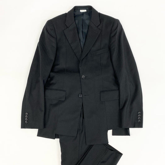 17h20 COMME de GARCONS HOMME DEUX コムデギャルソン オムドゥ シングルスーツ セットアップ デザインジャケット DK-J030/DK-P032 サイズXS ブラック ストライプ ウール メンズk02i