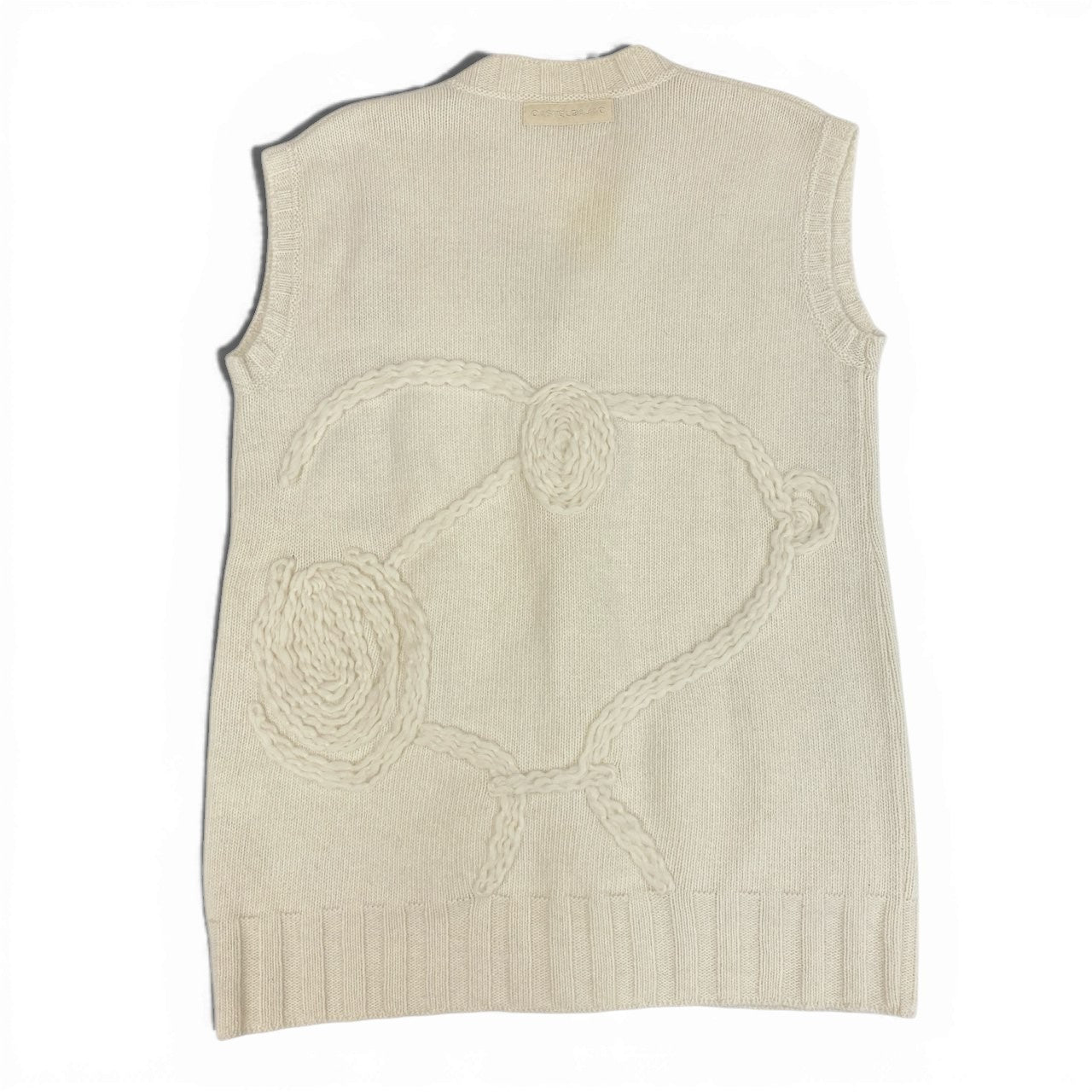 27a23 CASTELBAJAC カステルバジャック × PEANUTS Snoopy スヌーピー ニットベスト サイズ42 アイボリー Vintage ヴィンテージt18r