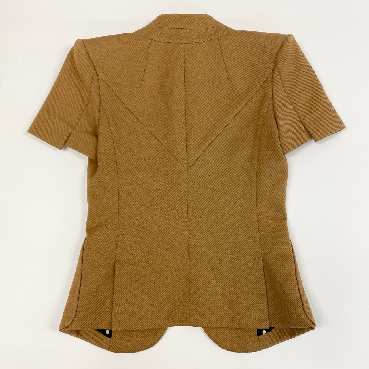 83i29 LOUIS VUITTON ルイヴィトン テーラードジャケット 半袖ジャケット 裏地ドット柄 34サイズ ベージュ レディースo07t