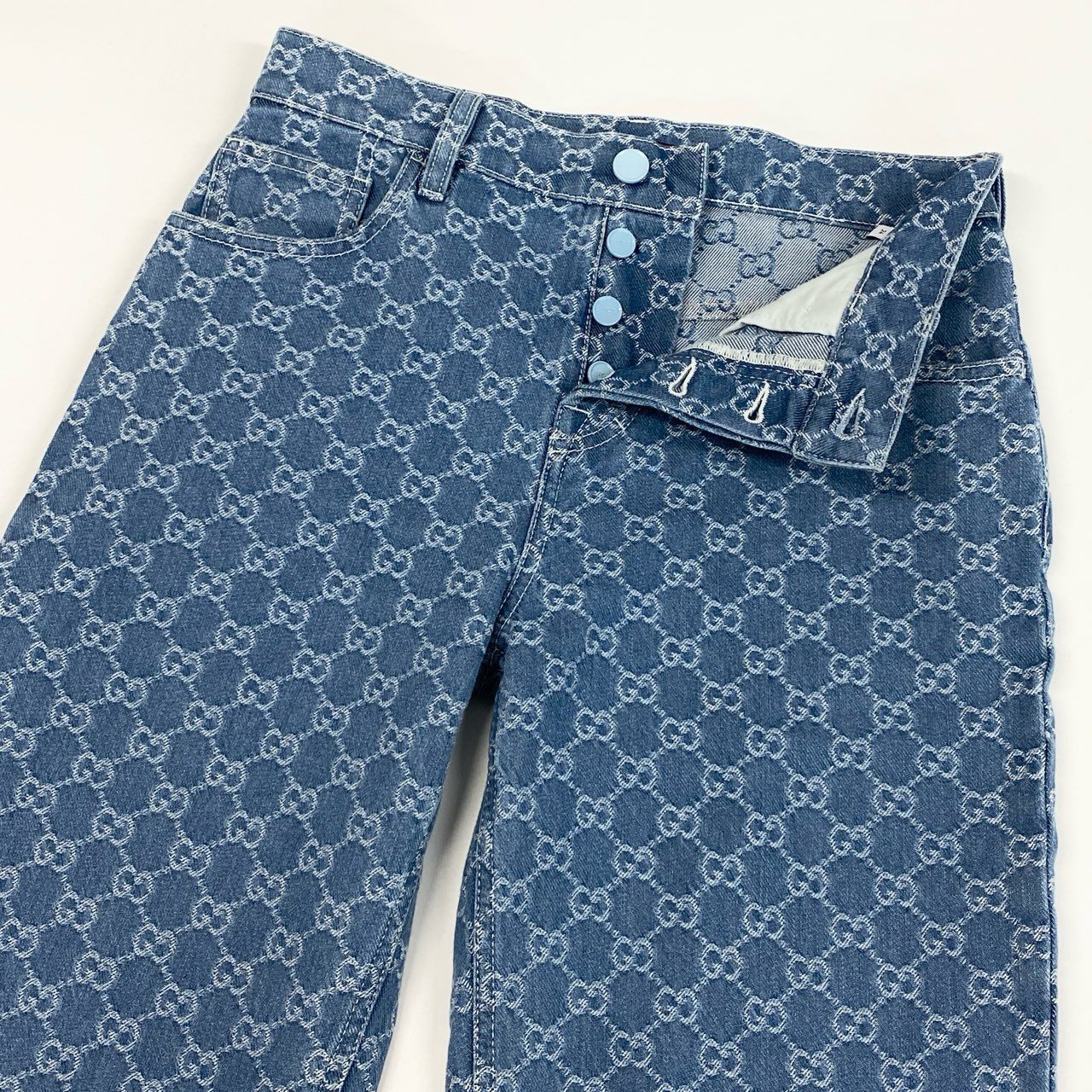 Ic16 【未使用品】GUCCI グッチ GGコットンデニムジャガードパンツ デニムパンツ サイズ24 インディゴ レディース ボトムk02i