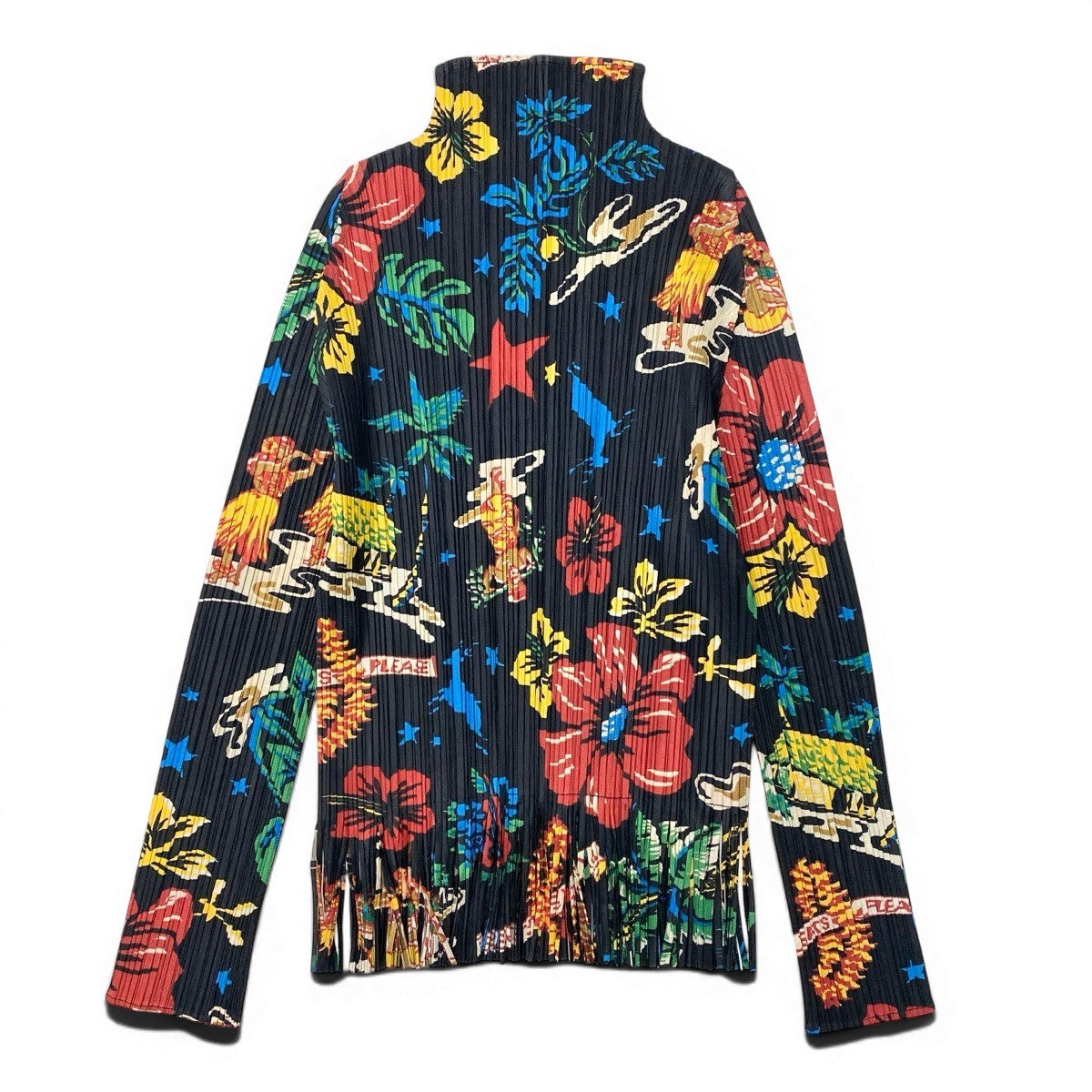 Af15《美品》 PLEATS PLEASE  プリーツプリーズ ISSEY MIYAKE イッセイミヤケ プリーツトップ Pleats Blouse Top  7558102 3 ブラックt18r