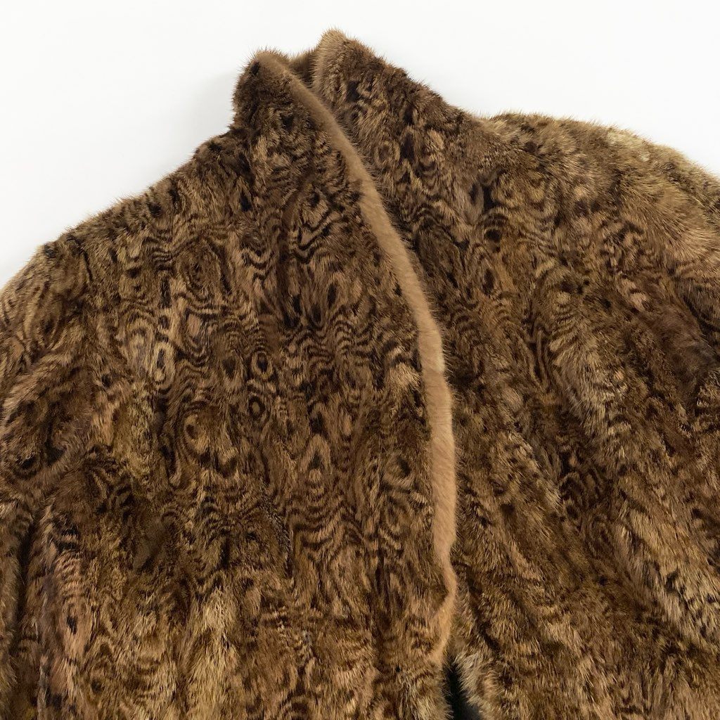 25L15 パステルミンク 総柄 ロングコート サイズF ブラウン 本毛皮 MINK FUR 希少デザインt18r