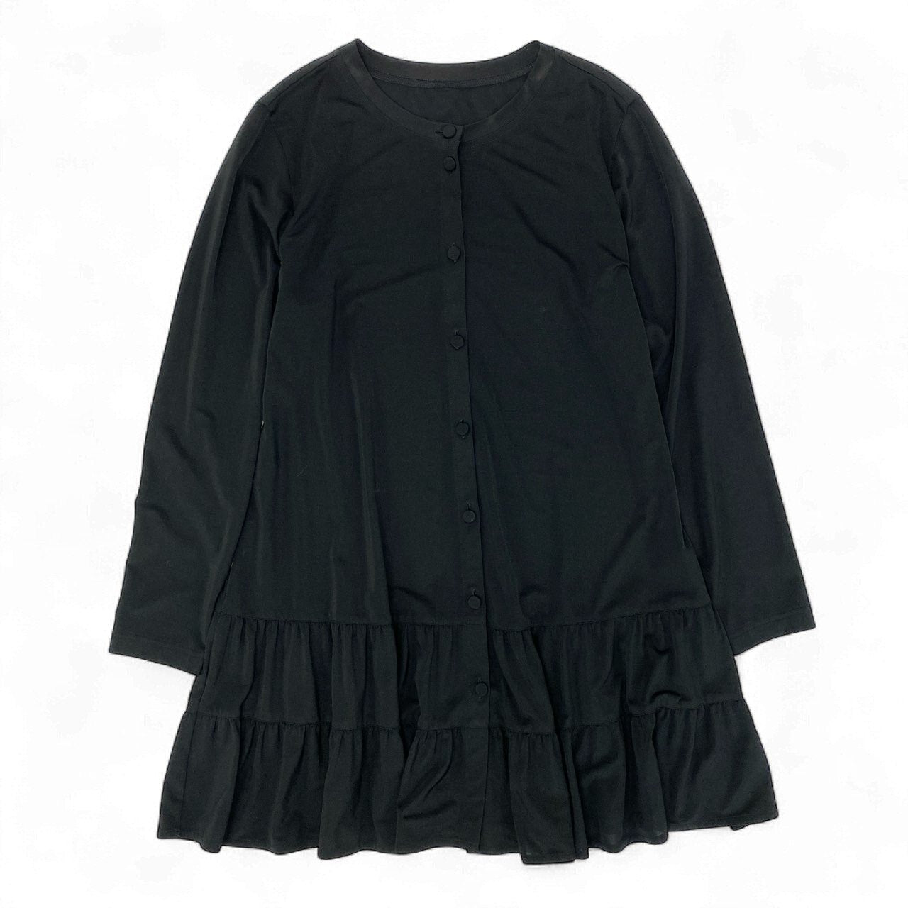 67k20 TOUKO 1er VOL トクコプルミエヴォル ロング フリルカーディガン 長袖 ストレッチ○ くるみボタン レディース 女性用 9 ブラックu02t