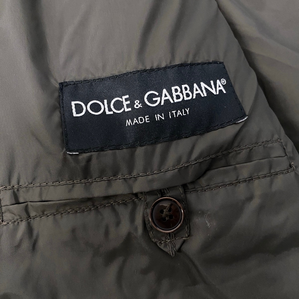 51i2 DOLCE&GABBANA ドルチェアンドガッパーナ 2003AW アーカイブ パテッドジャケット ブルゾン マルチポケット アウター 48サイズ カーキ ポリエステル100％ メンズ 男性用u02t