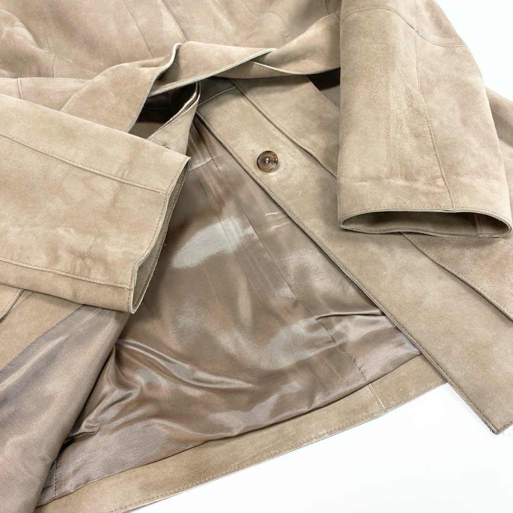 69L17 AKRIS アクリス スウェードジャケット レザージャケット ウエストベルト アウター 40サイズ ベージュ レディースu02t