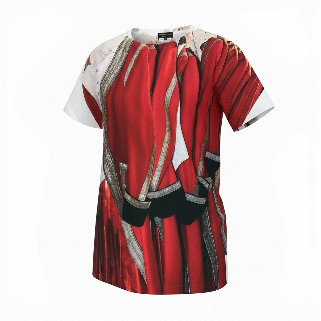 Aa27【美品】COMME des GARCONS コムデギャルソン 転写プリント Tシャツ トロンプルイユ トップス AD2023 PM-T011 Lサイズ ホワイト レッド ポリエステル100％ メンズo07t