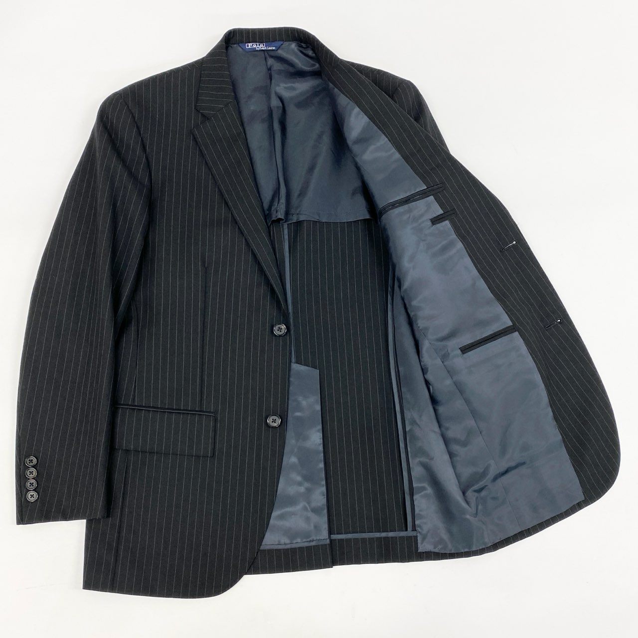 6h29 POLO RALPH LAUREN ポロ ラルフローレン セットアップスーツ ストライプ テーラードジャケット スラックスパンツ  三角タグ 80s~90s 38 部落 ウール メンズ フォーマル ビジネスo07t