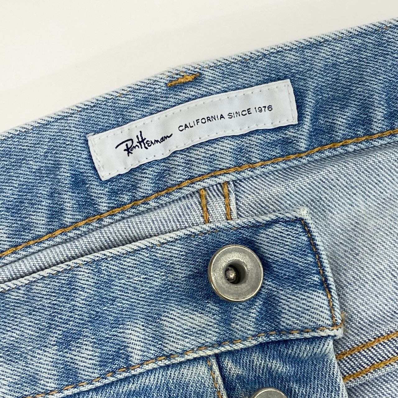 1j27《美品》RonHerman ロンハーマン スリムフィット デニムパンツ ダメージ加工 ボタンフライ 2520600093 Sサイズ ブルー メンズu02t