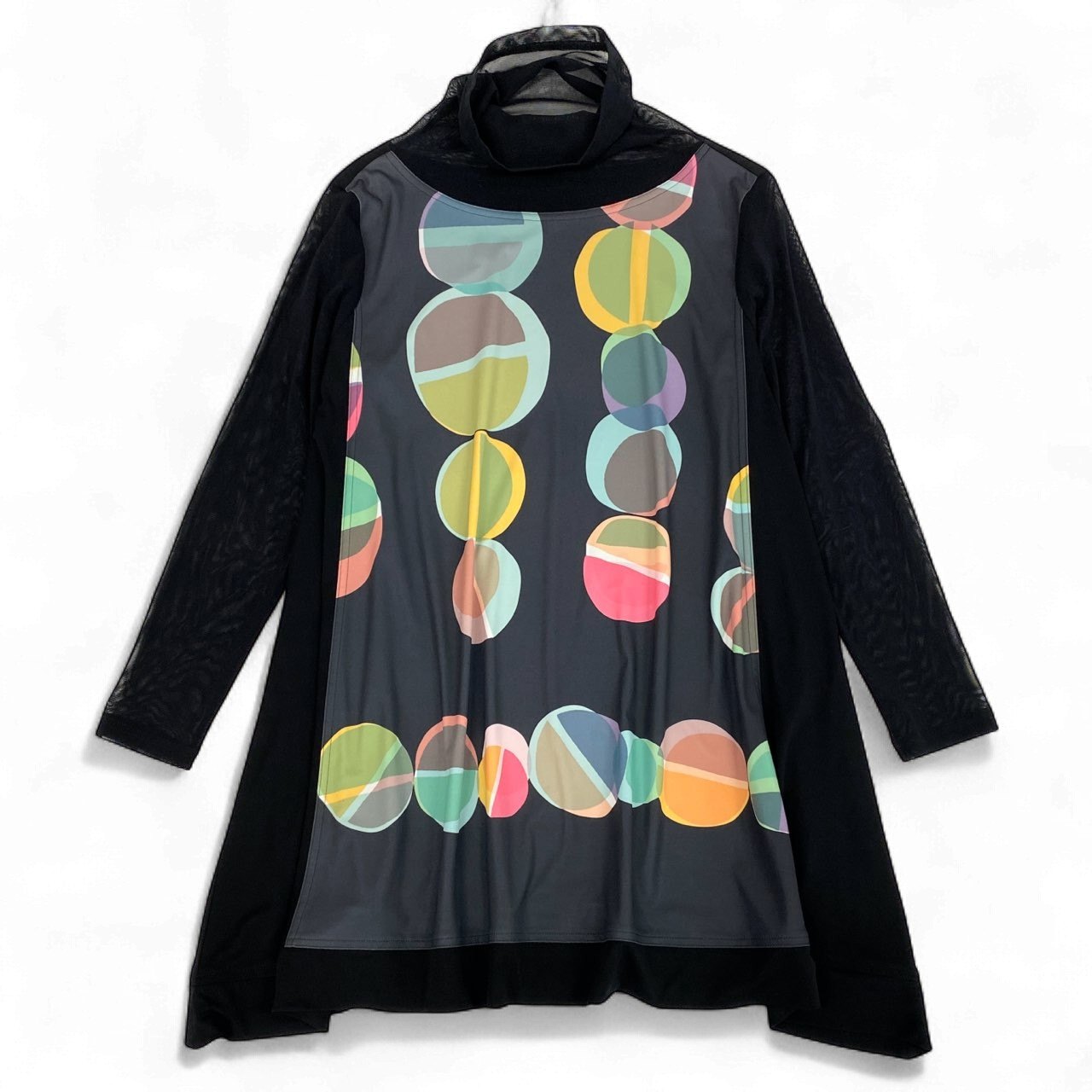 38k26 《美品》 TOKUKO 1er VOL トクコプルミエヴォル ロングワンピース シアースリーブ メッシュ切替 レディース 女性用 9 ブラックu02t