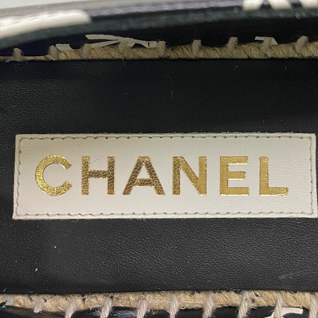 e13 CHANEL シャネル エスパドリーユ フラットシューズ ココマーク レザー G38628 サイズ39 ブラック レディース 女性靴ta1