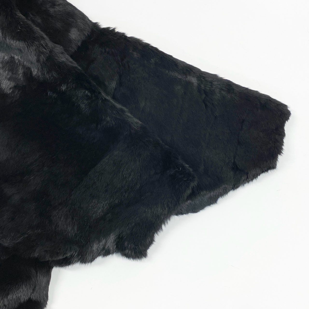 48a22 本毛皮 ドルマンスリーブ ファーコート 希少デザイン サイズF ブラック Black Fur Coatt18r