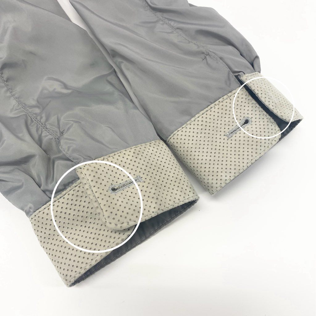 40l25 EMMETI エンメティ パンチングレザー ジャケット シャツ ナイロン 異素材 山羊革 46サイズ アイボリー グレー メンズo07t