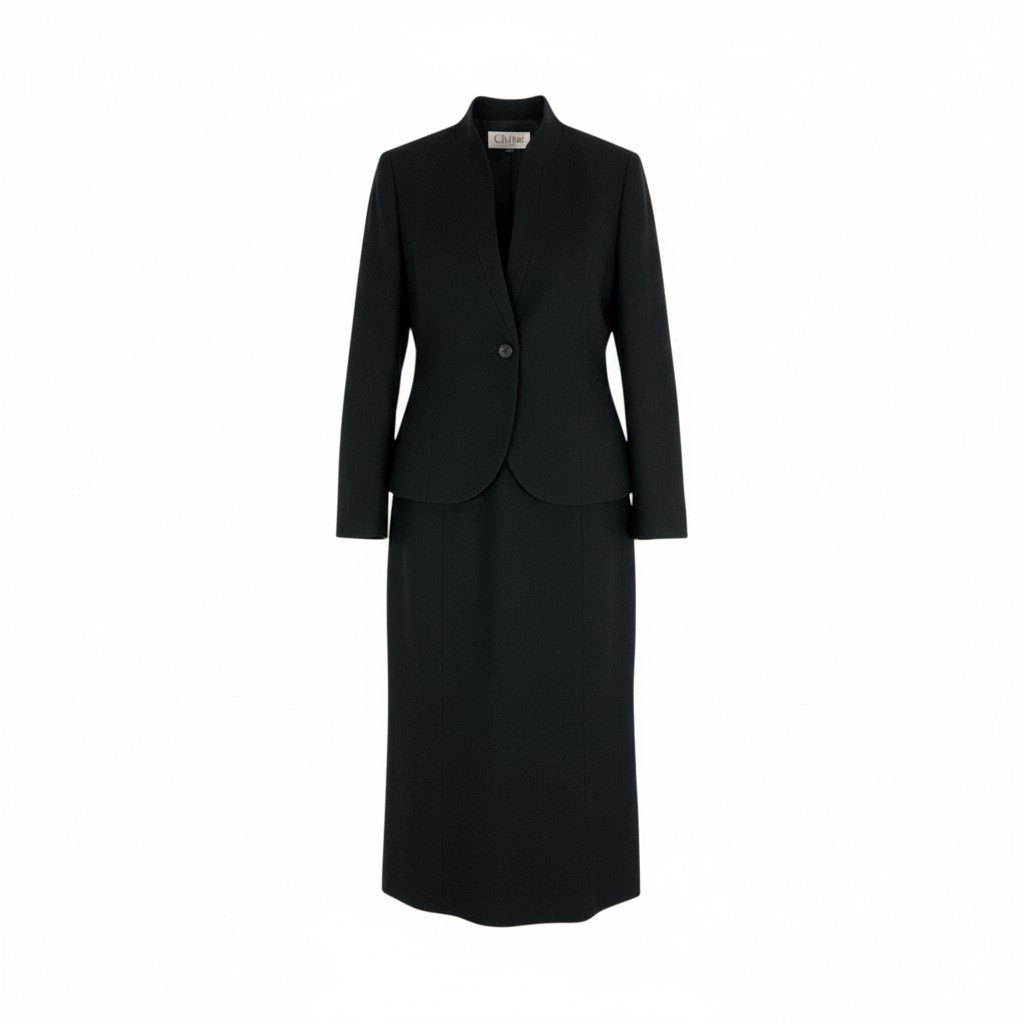 42L16 Chloe クロエ スカートセットアップ ジャケット タイトスカート フォーマル 9ARサイズ ブラック ウール100％ レディースo07t