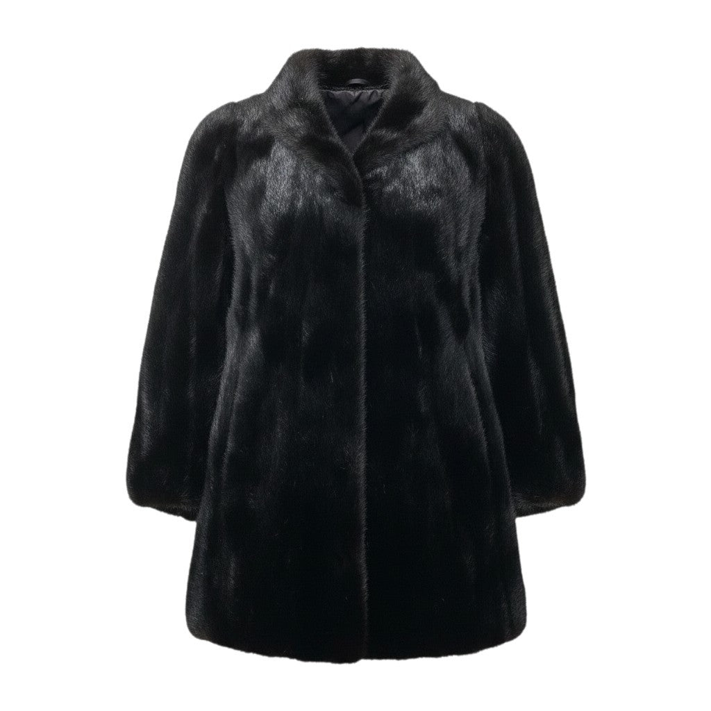 92h8 SAGA MINK サガミンク 銀サガ 逆毛 ダークミンク ファーコート サイズ13 ブラック 最高級本毛皮 Mink Fur Coatt18r