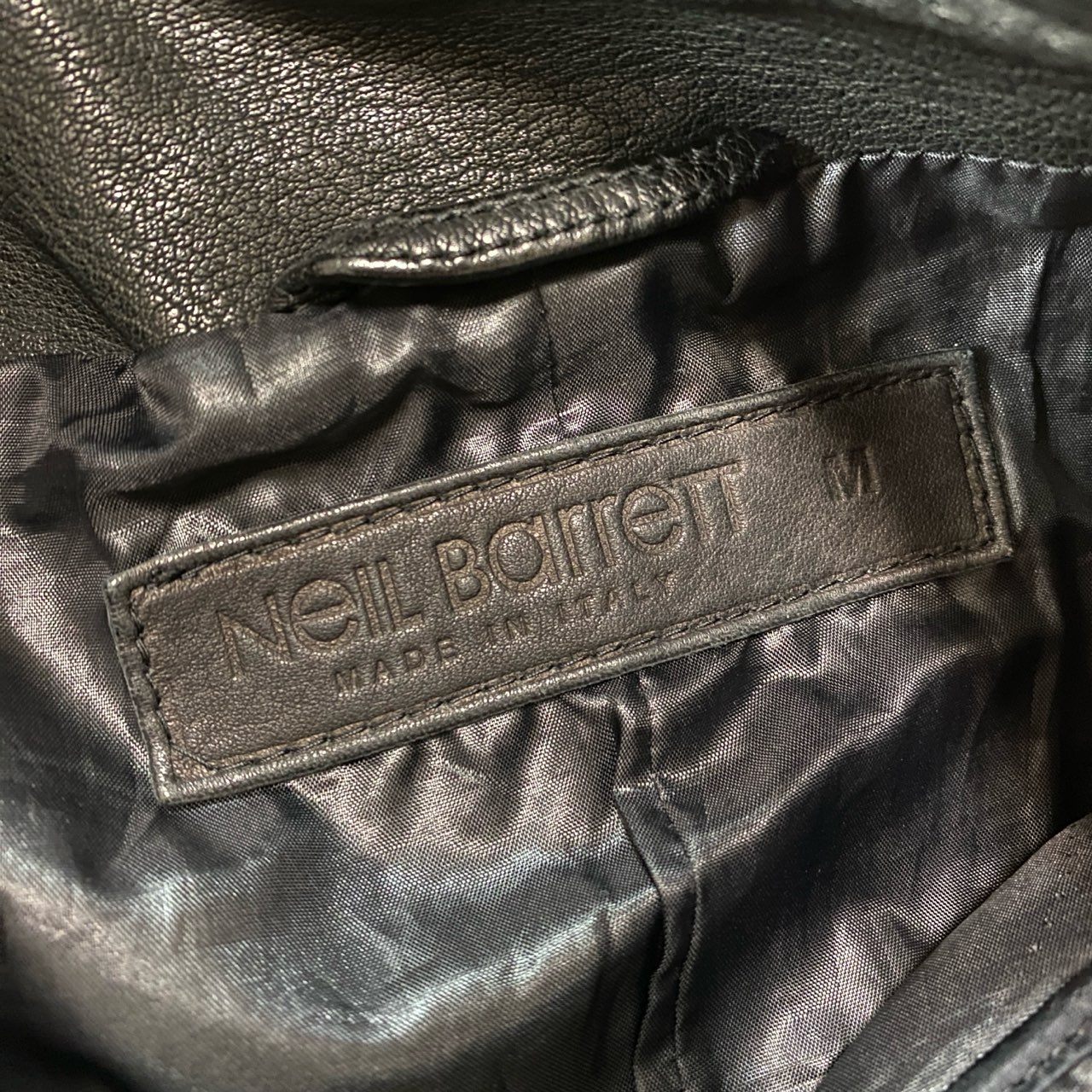 Ab9 Neil Barrett ニールバレット バッファローレザー レザージャケット マルチポケット ライナー取り外し可 M ブラック バッファローレザー メンズ アーカイブk02i