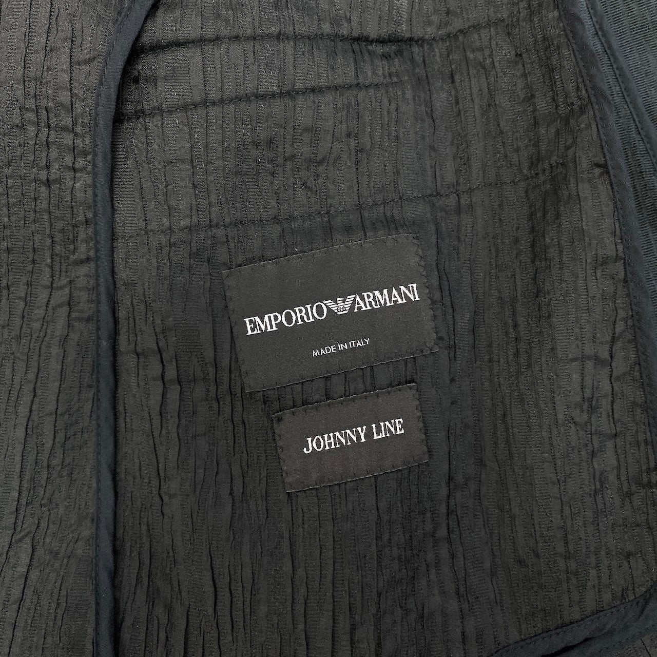 68d30 EMPORIO ARMANI エンポリオアルマーニ JOHNY LINE テーラードジャケット 背抜き 2B サイズ50 ブラック メンズ 紳士服u02t