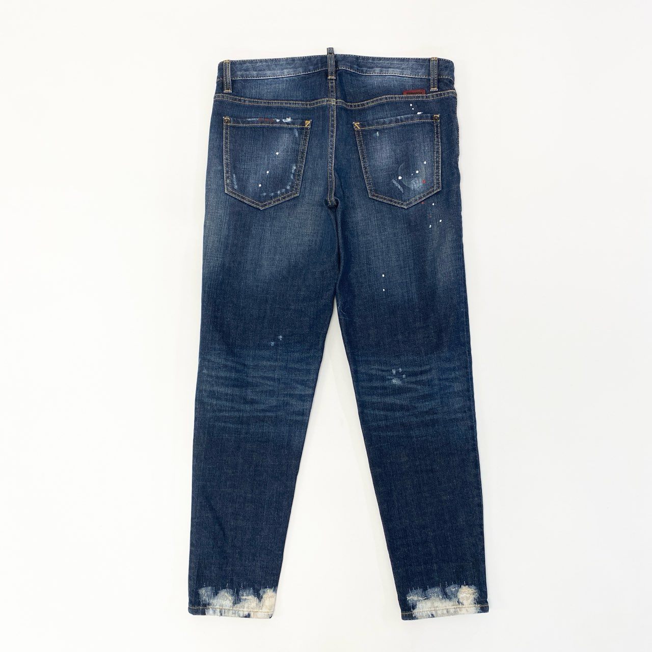 85a16 【美品】 DSQUARED2 ディースクエアード Hockney jean デニムパンツ ペイント クラッシュ加工 テーパードジーンズ メンズ 紳士服 S72LA0691 S30144 40 インディゴo07t