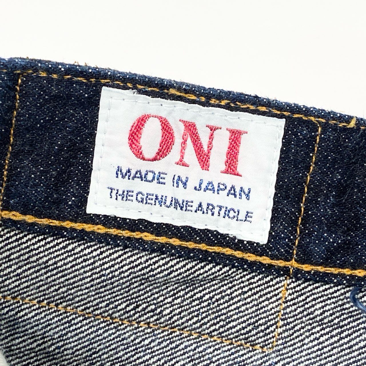 71f27 《美品》 ONI DENIM 鬼デニム オニデニム ローテンション セルビッチ スーパーワイド ストレート デニム ワンウォッシュ ジーパン ONI-222 34 濃紺 インディゴブルー コットン メンズ 日本製