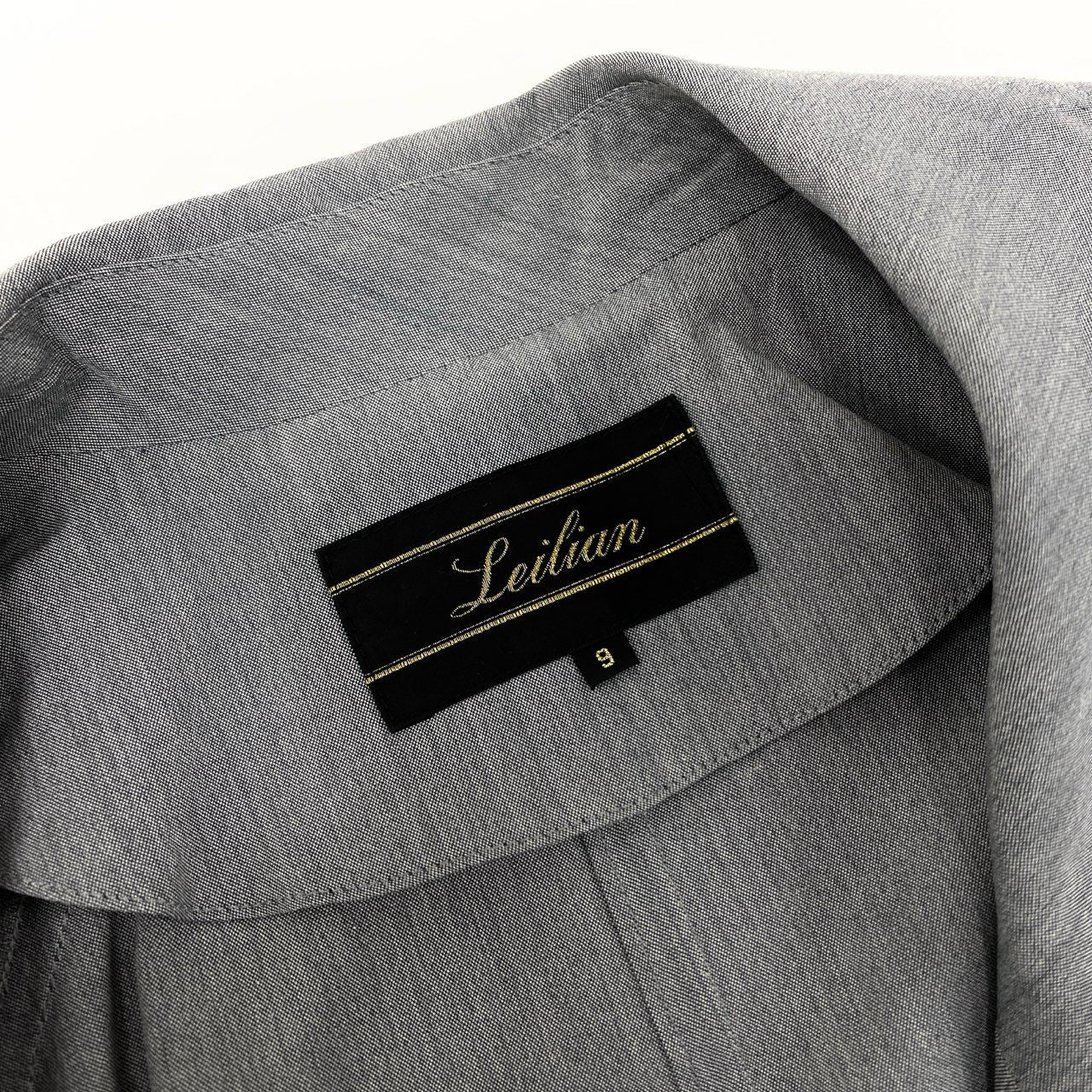 35j22 《美品》 Leilian レリアン ベルテッドコート 薄手スプリングコート 羽織り アウター サイズ9 グレー シルク レディースu02t