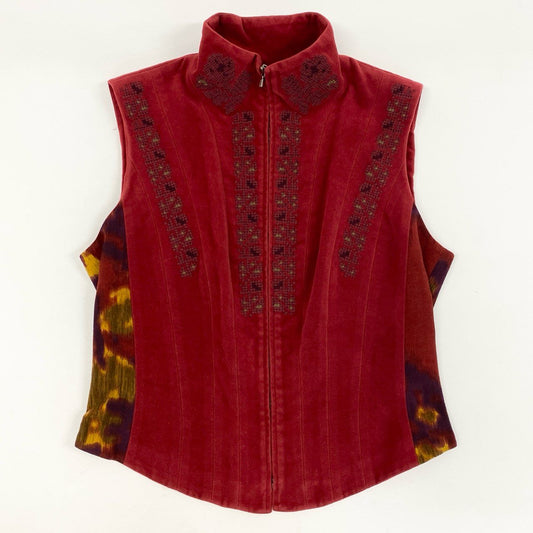 78i10 フランス製 KENZO ケンゾー ダブルクロスフラワーステッチ ベスト ノースリーブ トップス 40 レッド old vintageu02t