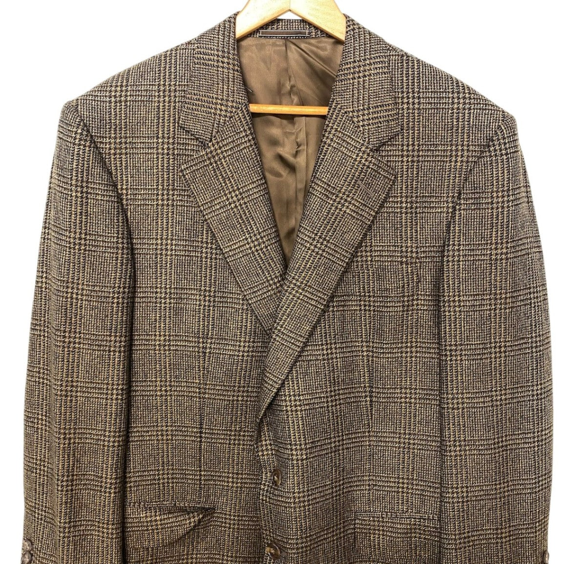 54h21 Ermenegildo Zegna エルメネジルドゼニア TAGLIO ESCLUSIVO テーラードジャケット グレンチェック カシミヤ混 サイズ54 ブラウン ネイビー メンズ 紳士服o07t