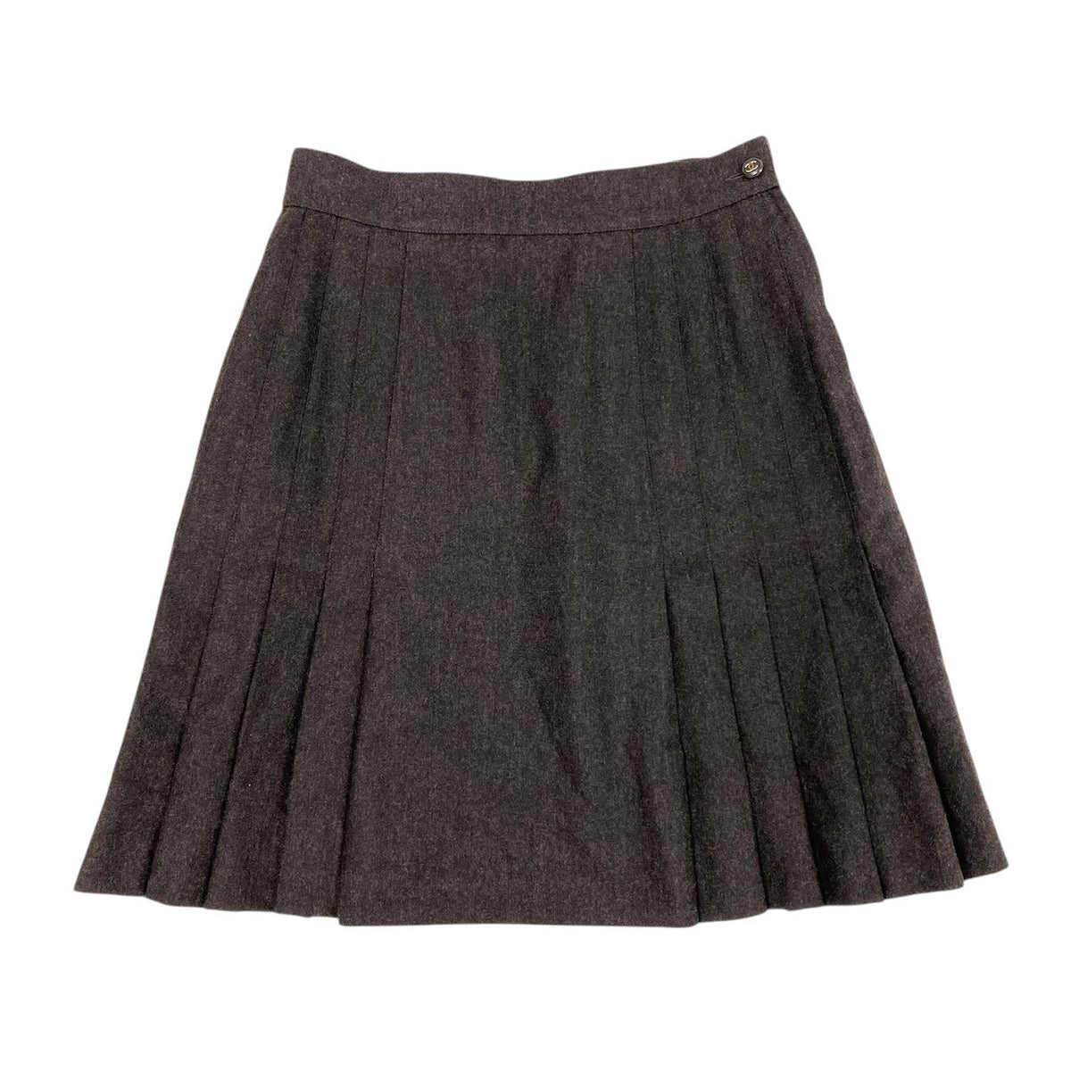 Ci20 CHANEL シャネル 90s ココマークボタン プリーツスカート ボトムス フランス製 P03474V03532 36 ブラウン ウール レディースo07t