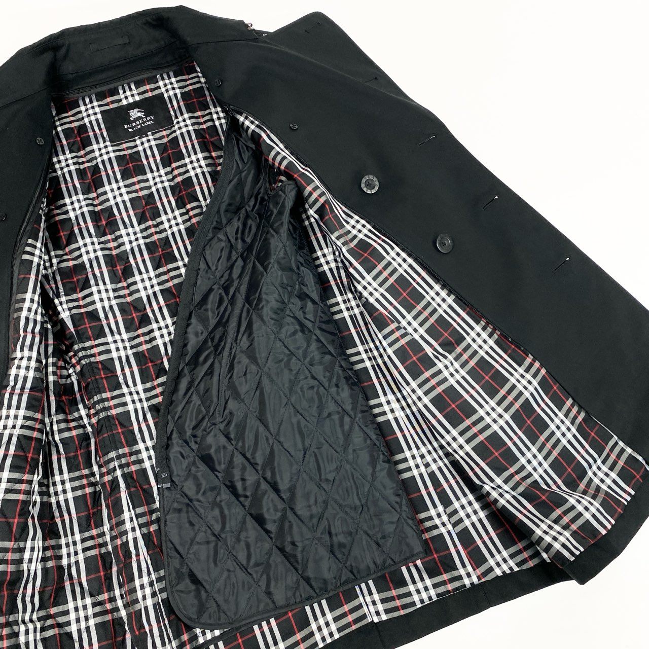 31b12 BURBERRY BLACK LABEL バーバリー ブラックレーベル ライナー付き トレンチコート サイズM ブラック Trench Coat 日本製t18r