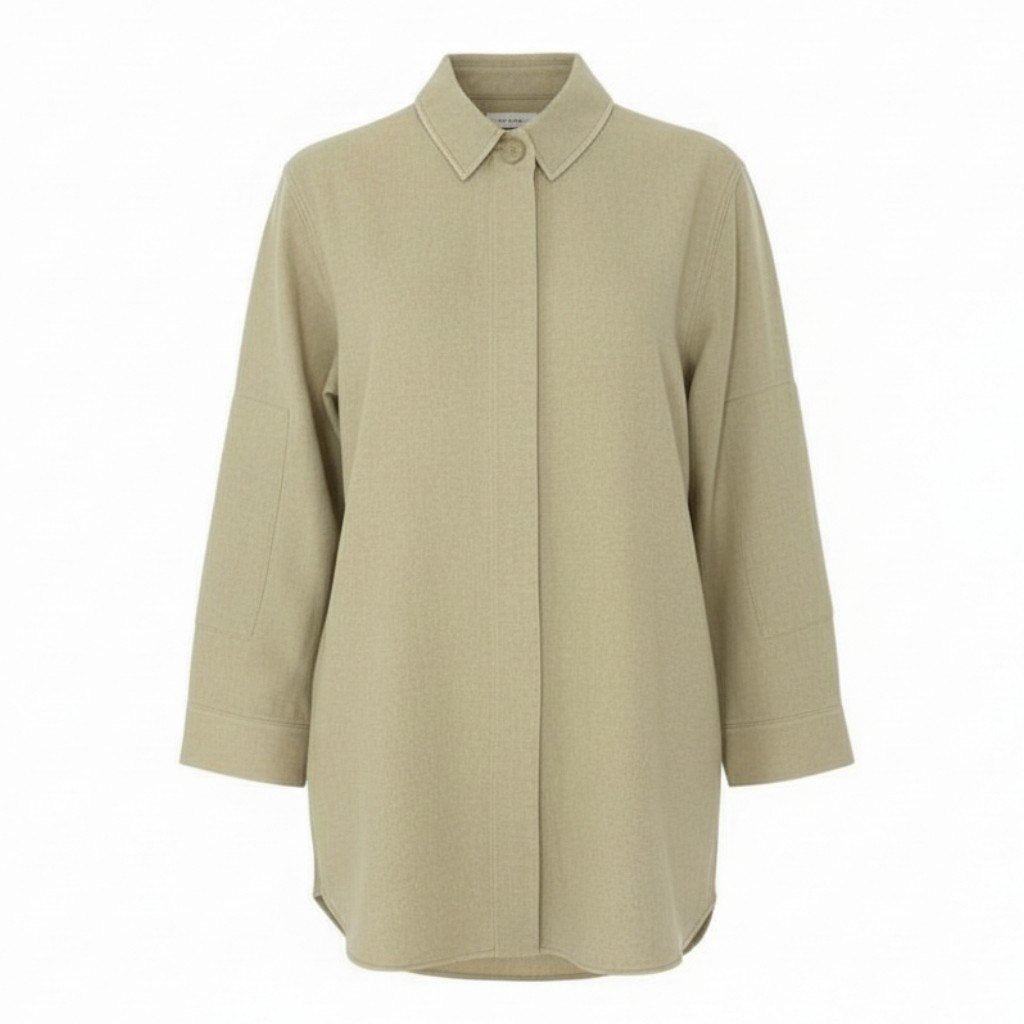 79L15 《美品》 JACQUEMUS ジャックムス SILK SHIRT COAT シルクシャツコート 34 サンドベージュ ジャケット ビッグシルエット オーバーサイズt18r